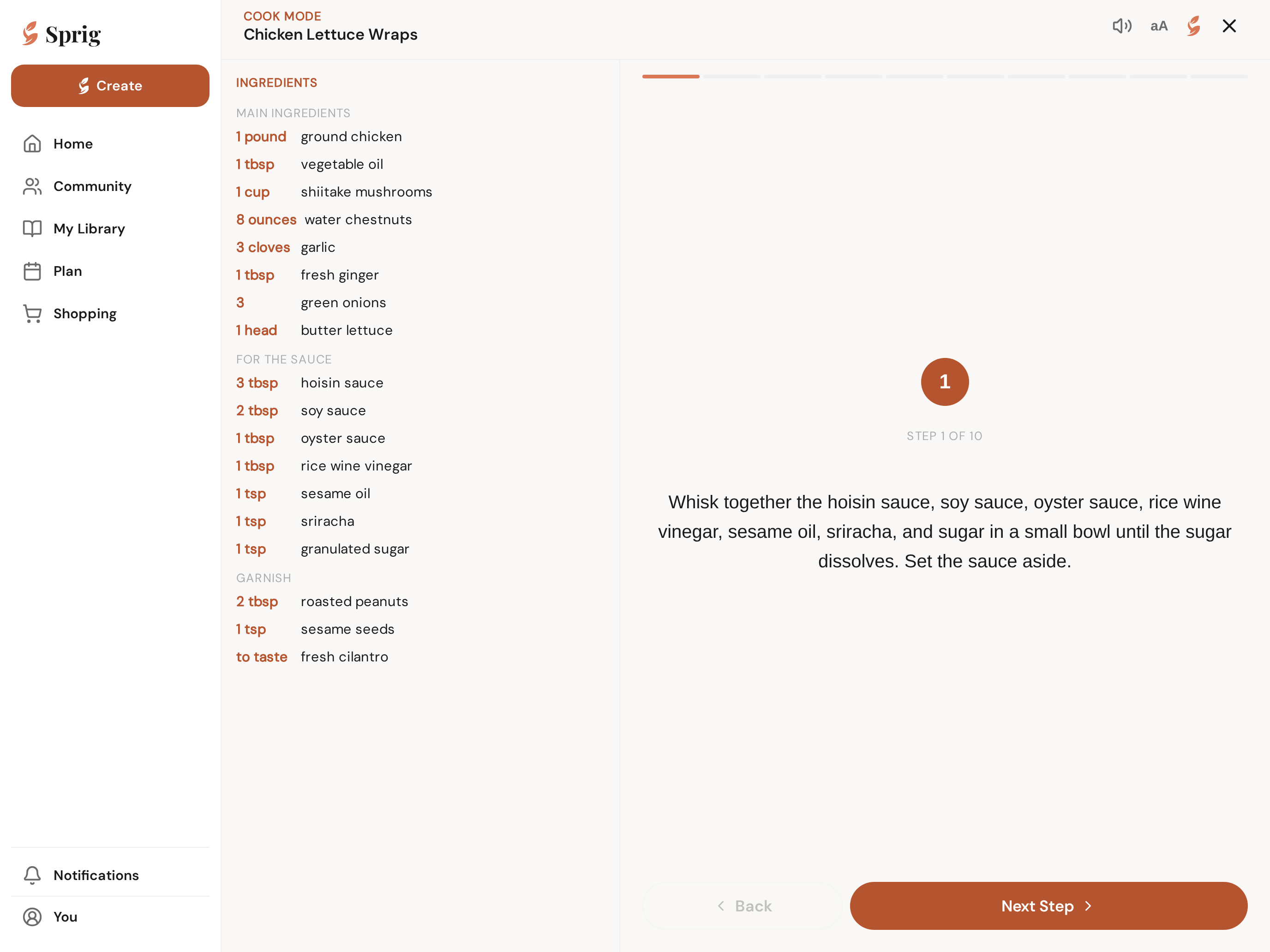 Cook Mode on an iPad — ingredients on the left, the step you're on filling the right