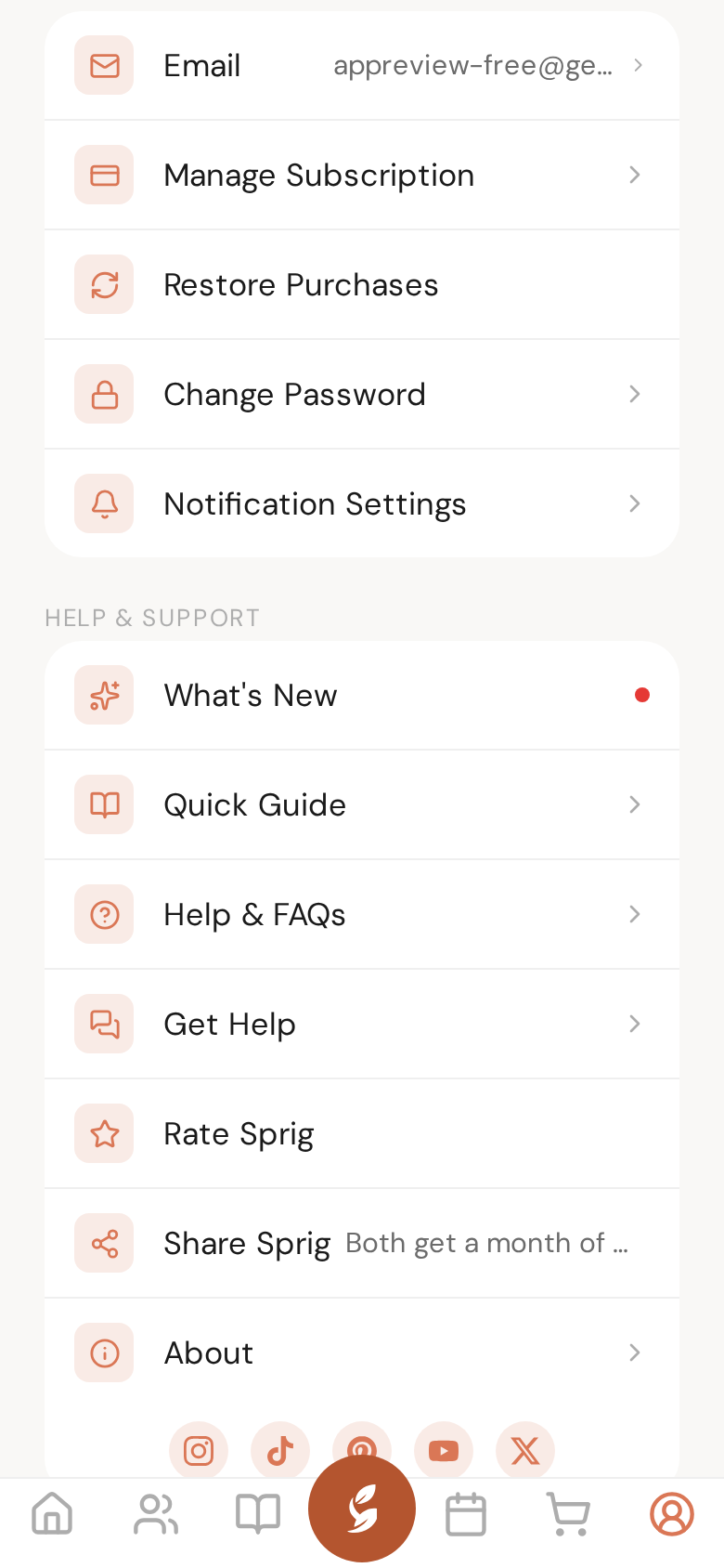 You page → Email — your current address lives here