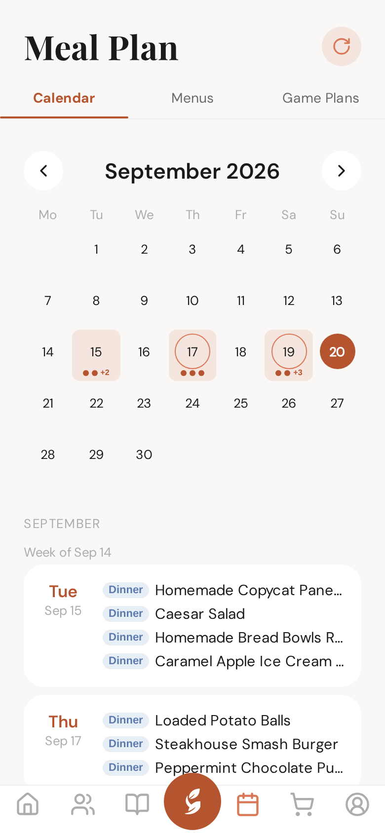 The month, with Menus and Game Plans a tap away
