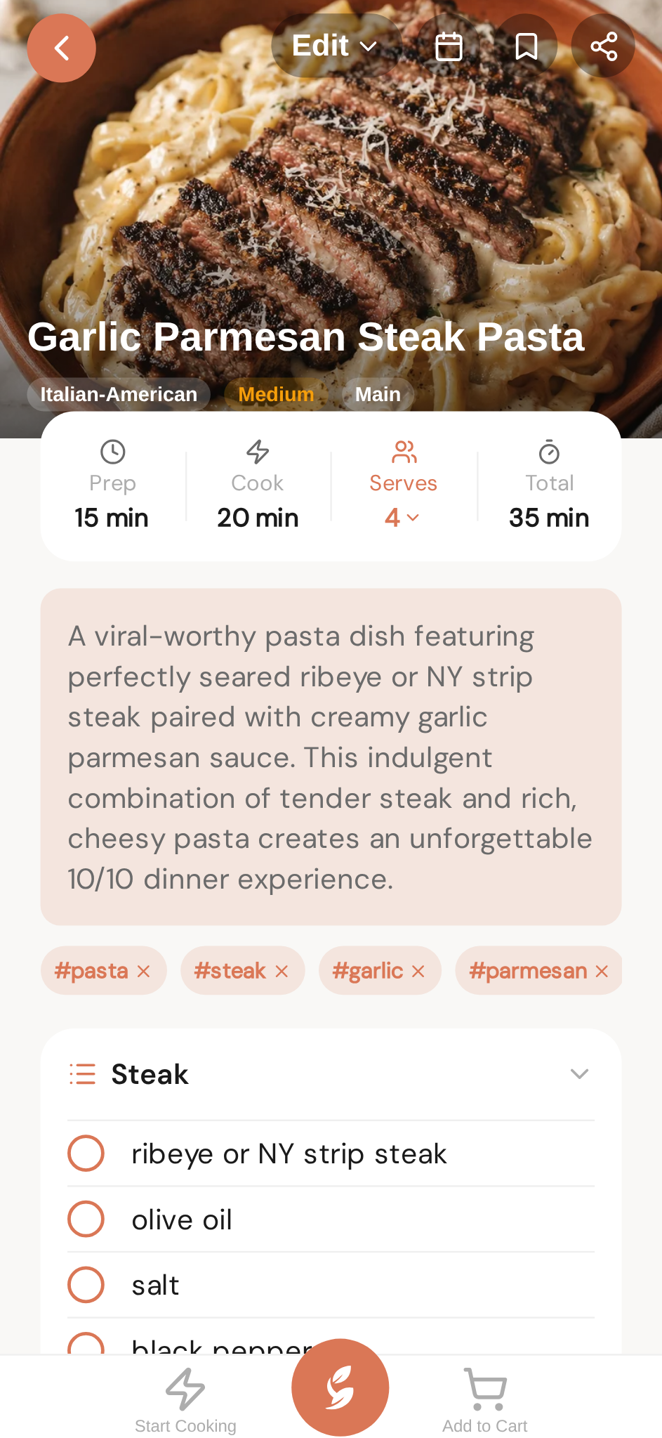 A recipe page, top to bottom
