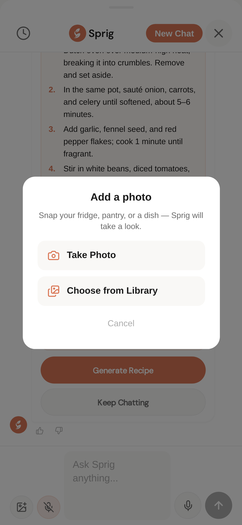 Attach a photo to the conversation