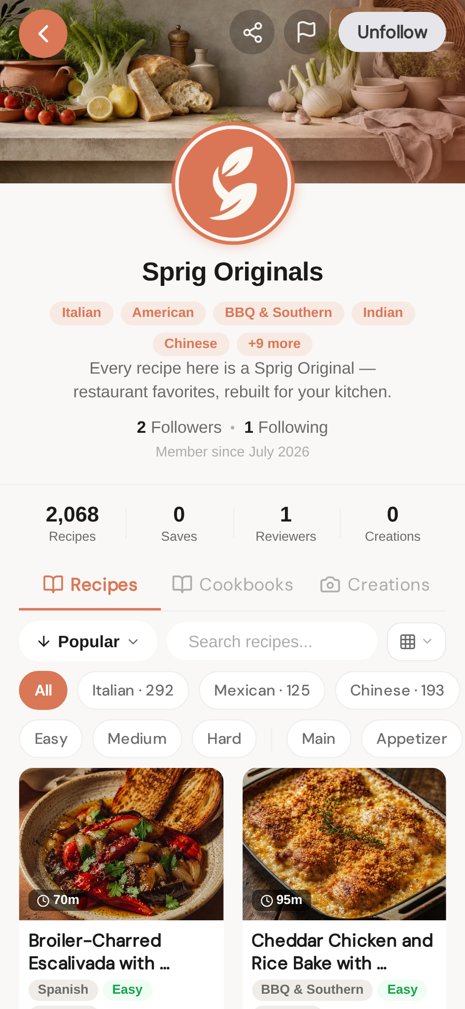 A chef's profile
