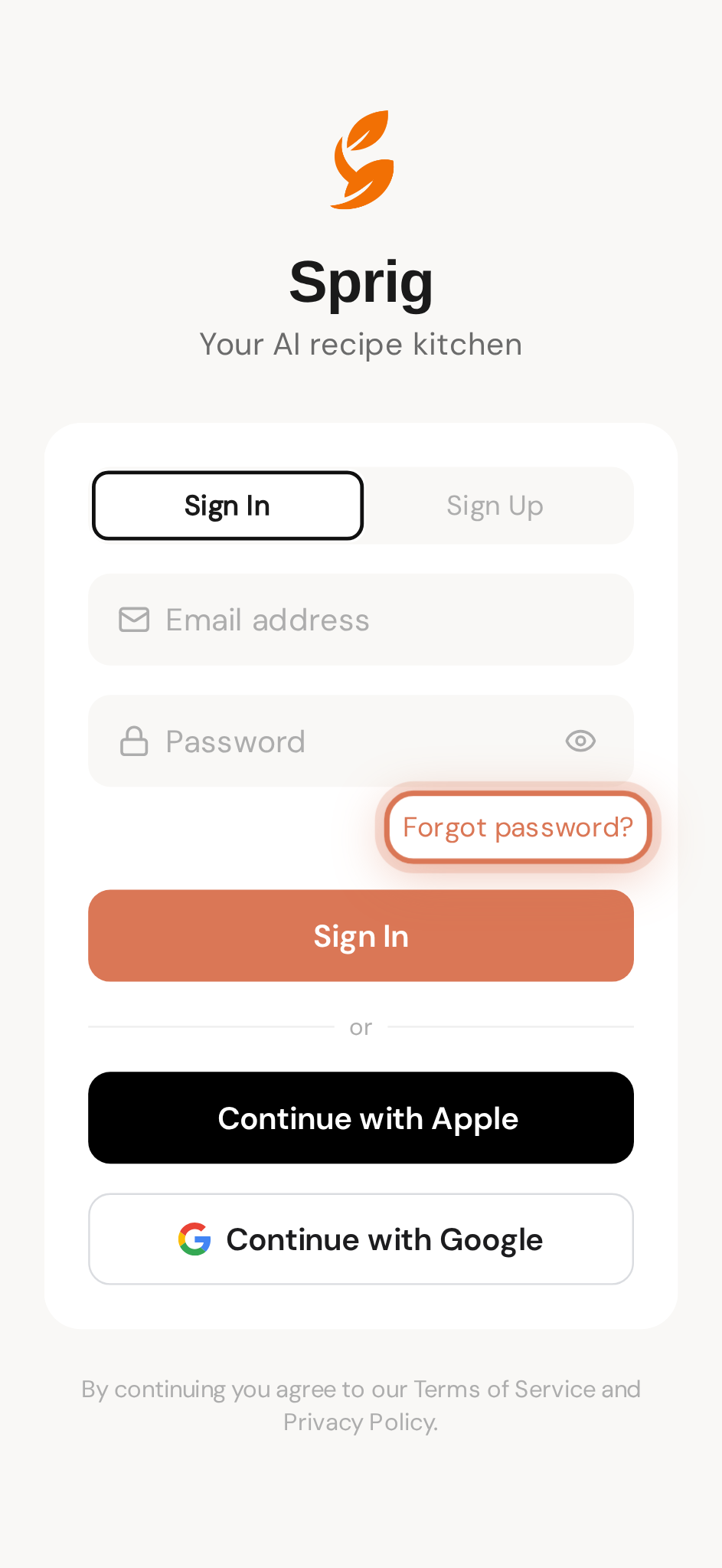 Forgot your password? The reset link lives on the sign-in screen