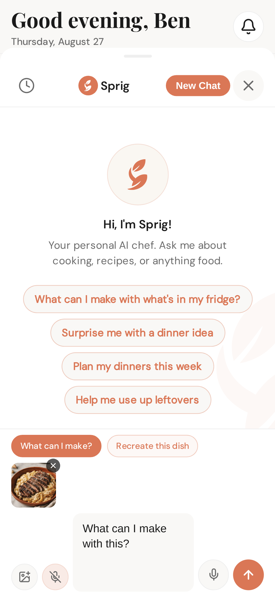 Your photo lands in chat, ready to ask about