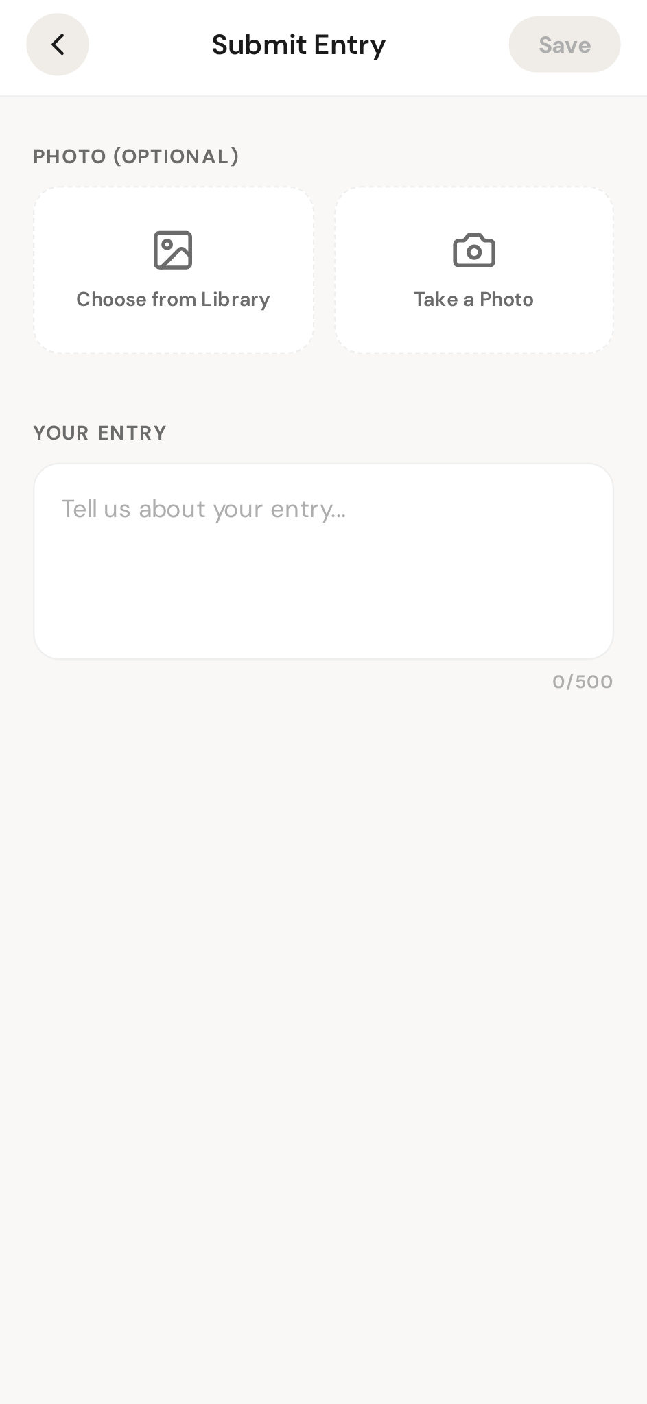 Your entry: a photo, a few words, and Submit