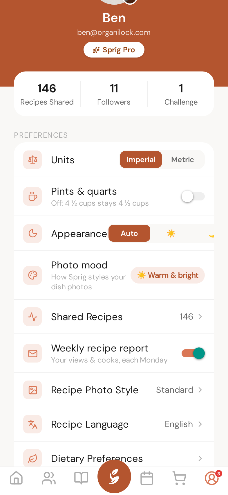 You page → Preferences → Appearance: Auto, light or dark