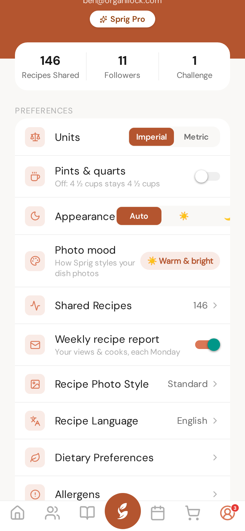 You page → Photo mood — tap the chip to cycle moods
