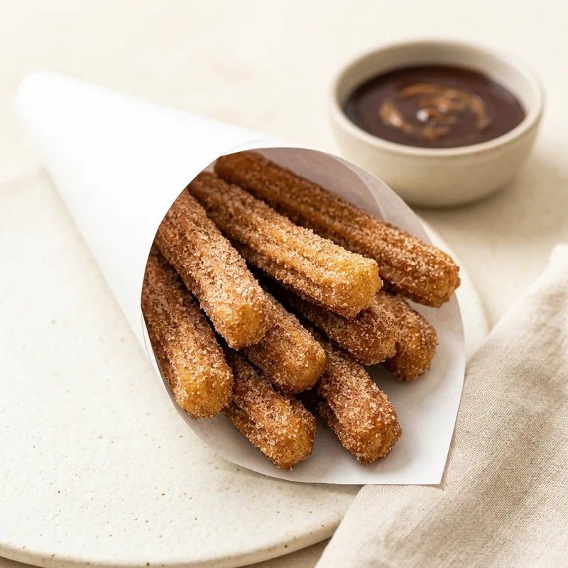 Churros With Chocolate-Dulce de Leche Dip Recipe