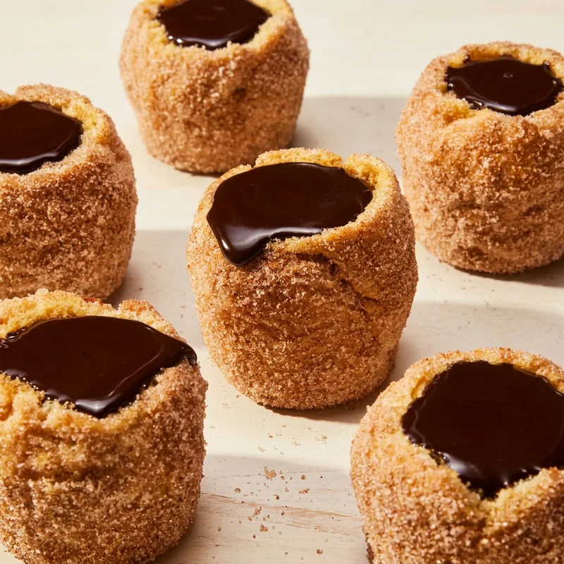 Churro Cupcakes with Chocolate Ganache