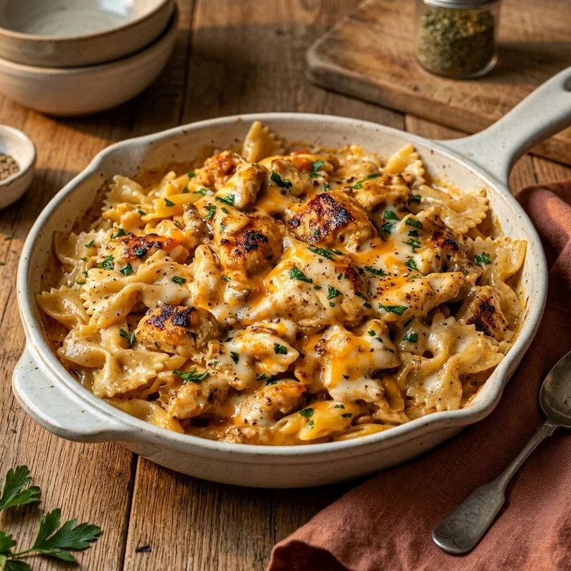 Garlic Chicken Bowtie Skillet with Paprika & White Cheddar