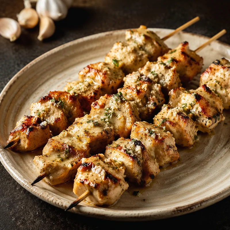 Garlic Parmesan Chicken Skewers