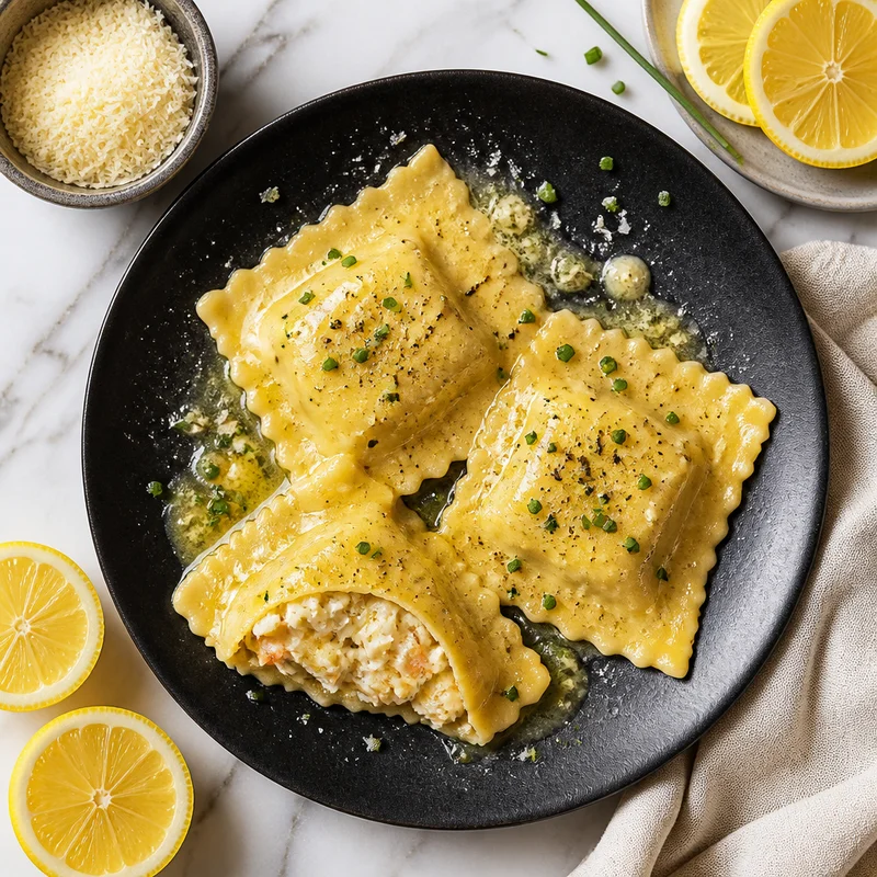 Jumbo Crab Ravioli in Lemon Cream Sauce
