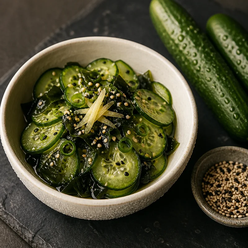 Crisp Japanese Cucumber and Wakame Salad (Sunomono)