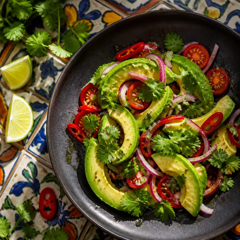 Bright Lime Avocado Salad with Red Onion and Cilantro