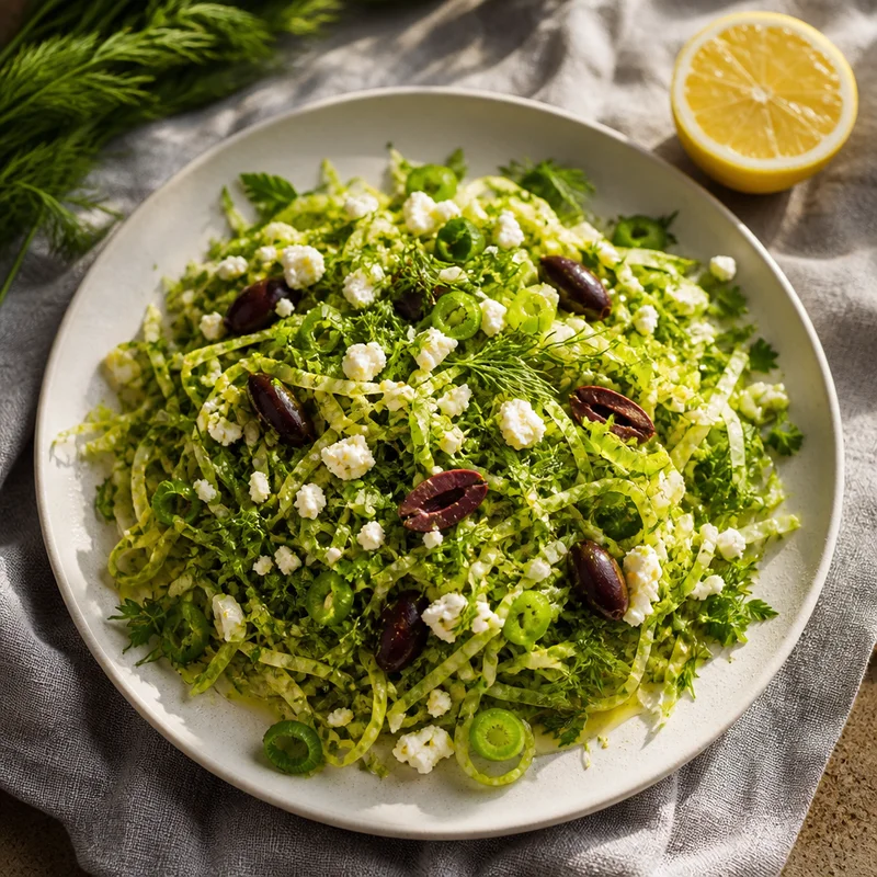Finely Shredded Greek Romaine Salad with Dill and Lemon