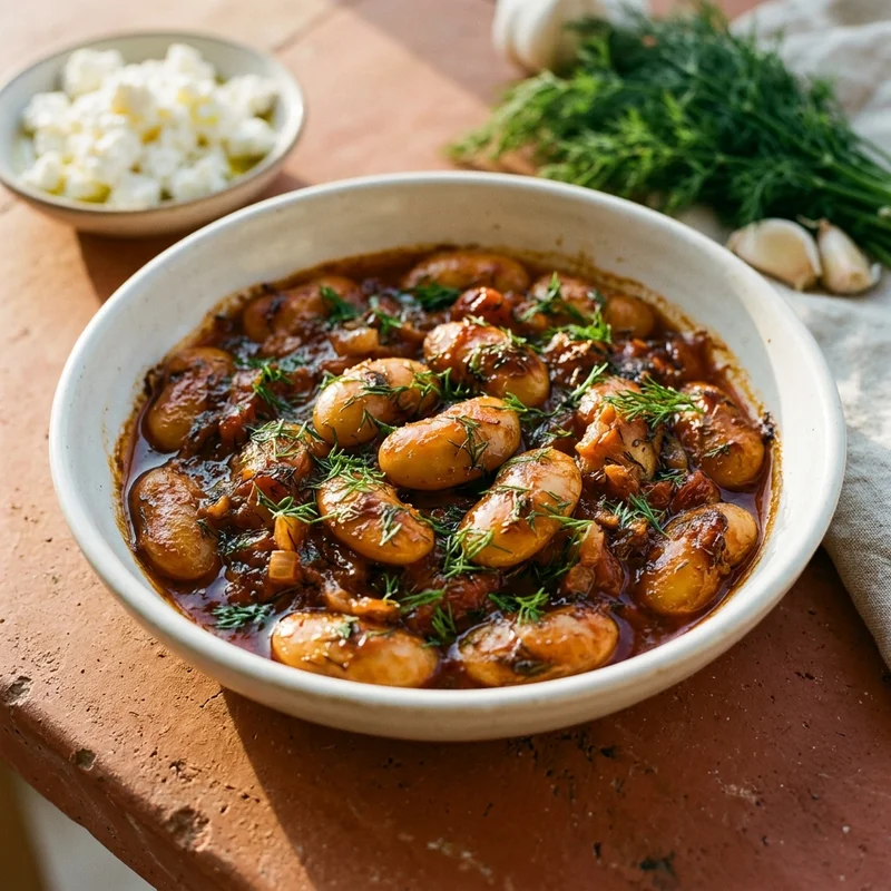 Slow-Baked Greek Giant Beans in Dill-Tomato Sauce