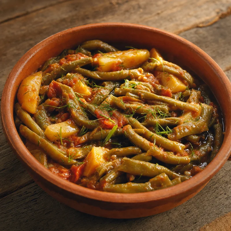 Olive-Oil-Braised Greek Green Beans with Tomato and Dill
