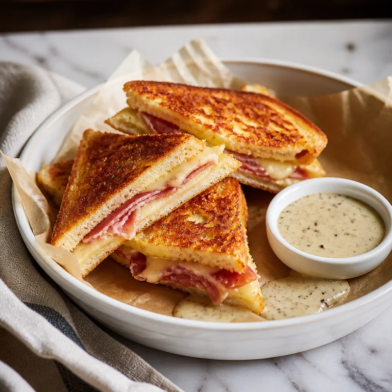 Pressed Serrano and Cheese Sandwich Fingers with Truffle Aioli
