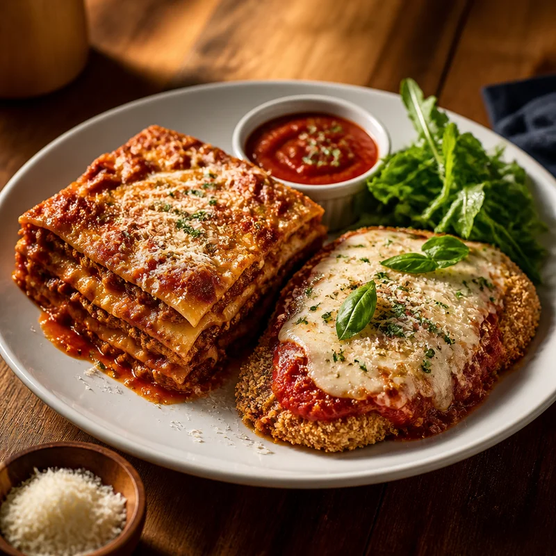 Make-Ahead Meat Lasagna & Chicken Parmesan Plate