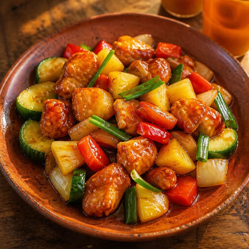 Thai Sweet & Sour Chicken Stir-Fry with Pineapple and Cucumber