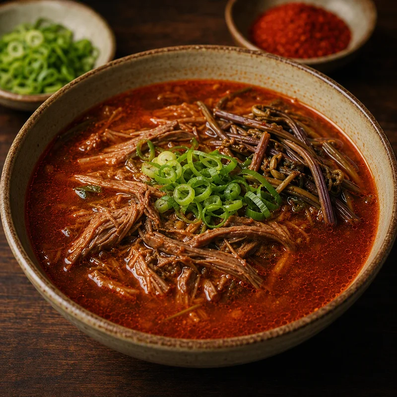 Spicy Shredded Brisket Soup with Fernbrake and Scallions