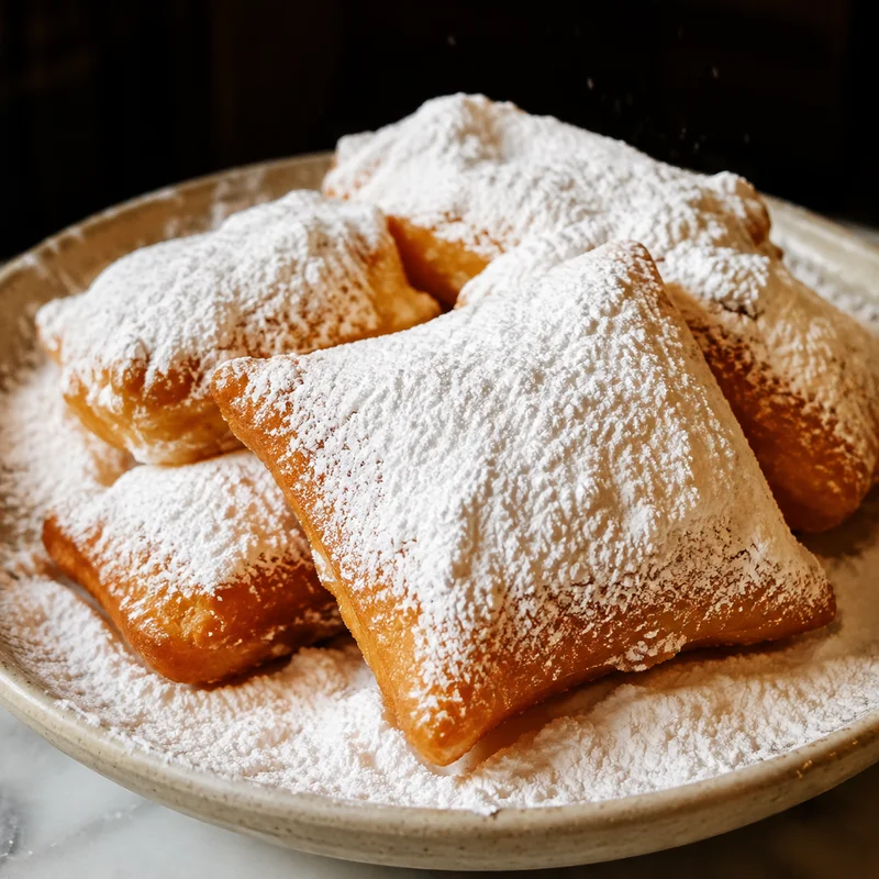 French Quarter Beignets with a Blizzard of Powdered Sugar