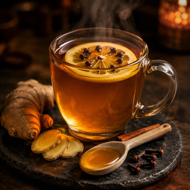 Honey-Ginger Hot Toddy with Clove-Studded Lemon