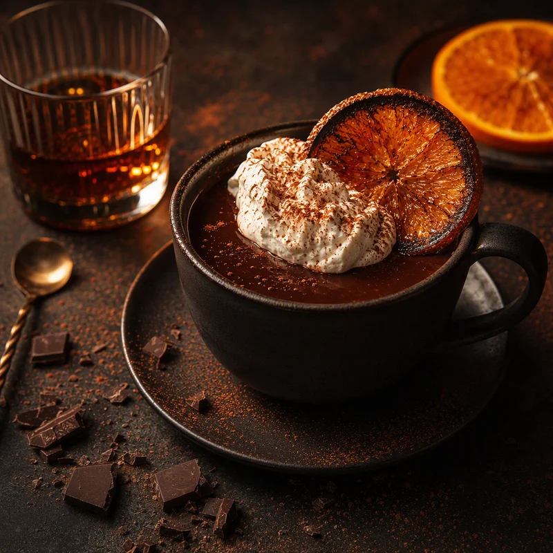 Nightcap Spiked Hot Chocolate with Dark Rum and Burnt Orange