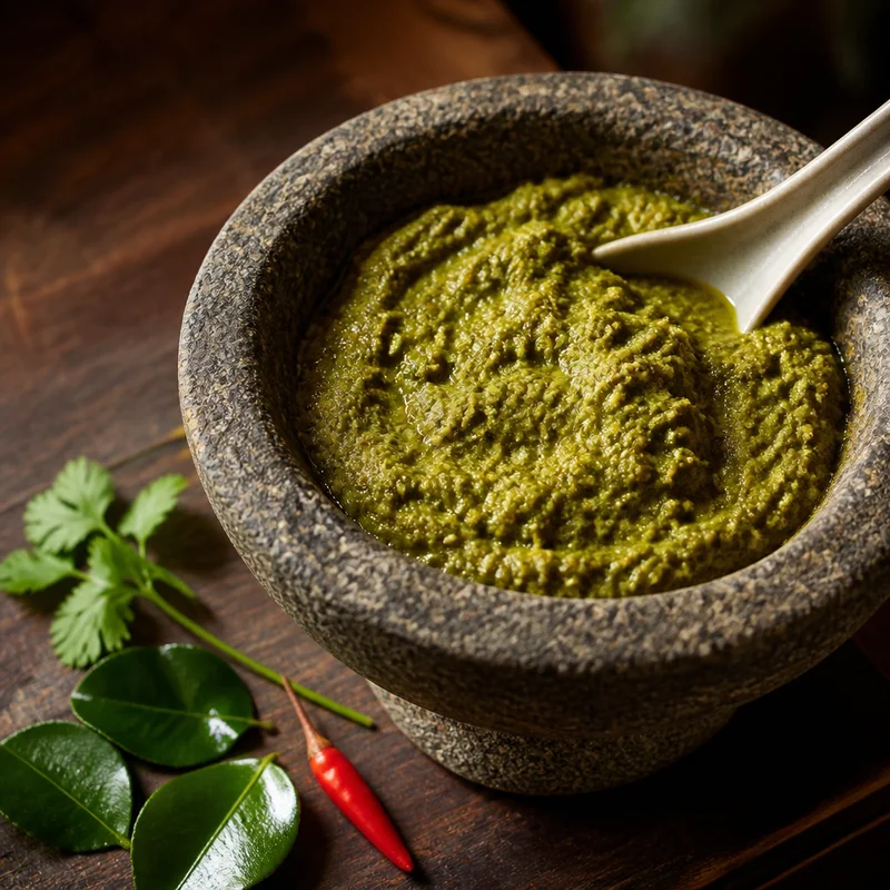 Pounded Thai Green Curry Paste from Scratch