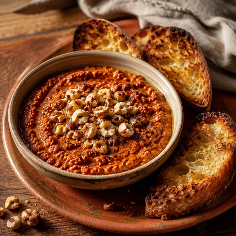 Charred-Tomato Romesco with Toasted Almonds and Hazelnuts