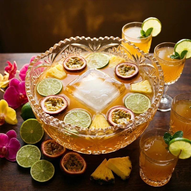 Caribbean Rum Punch Bowl with Lime Oleo-Saccharum