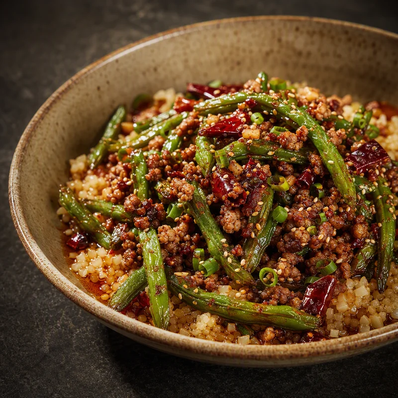 Sichuan Dry-Fried Green Beans with Minced Pork