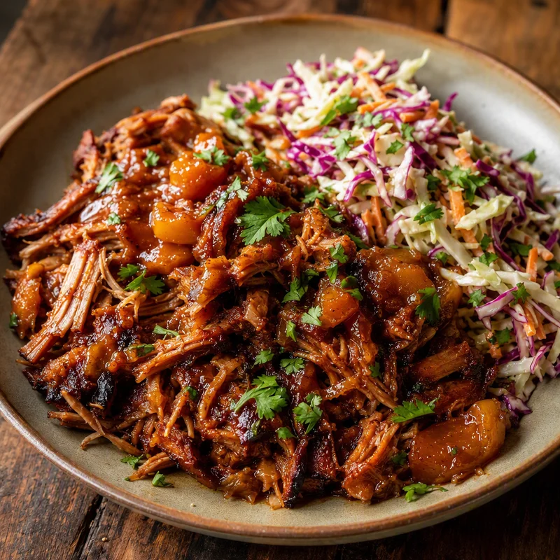 Peach-Glazed Pulled Pork with Tangy Cabbage Slaw