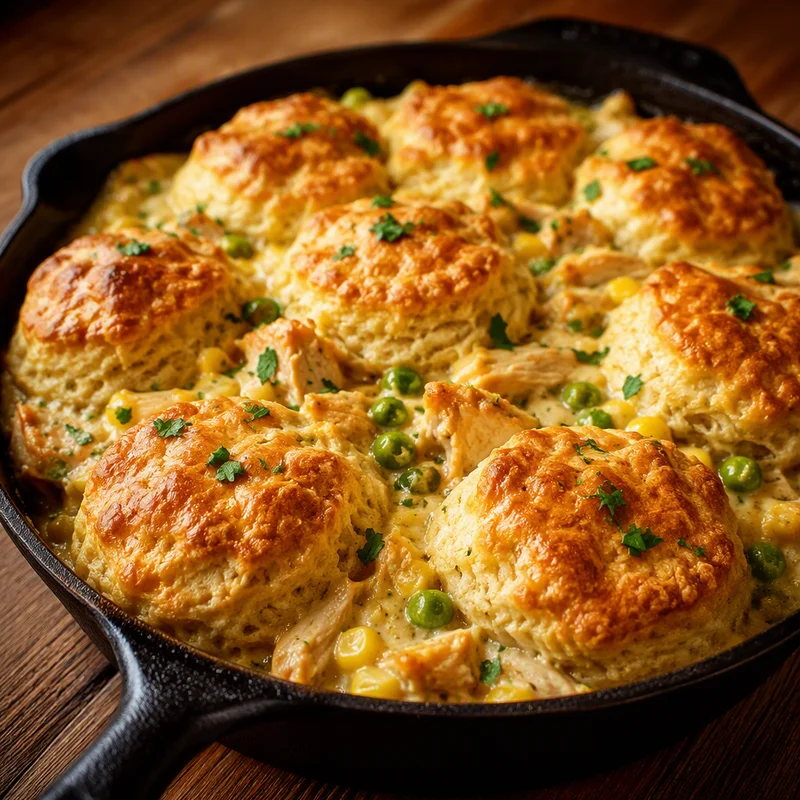 Creamy Chicken and Sweet Corn Biscuit Bake