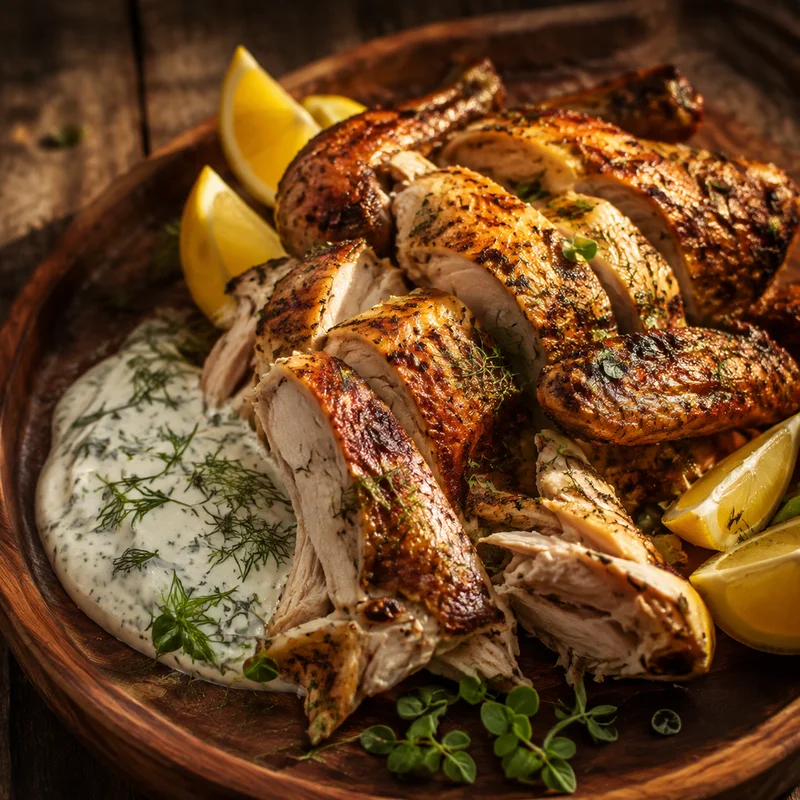Apple-Smoked Greek Lemon & Oregano Whole Chicken