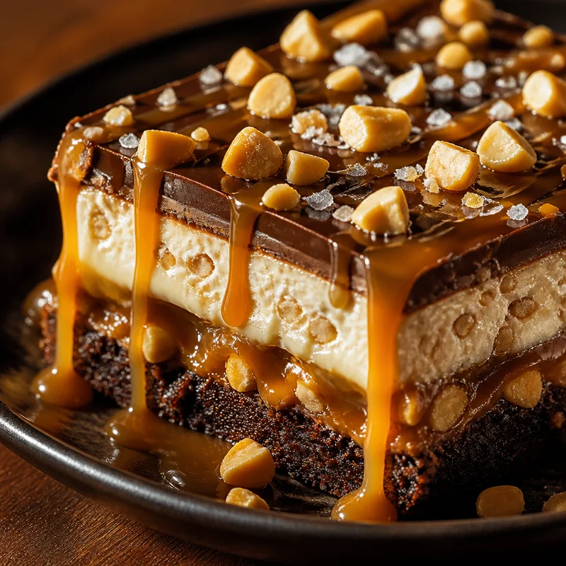 Frozen Chocolate–Caramel Peanut Nougat Bars