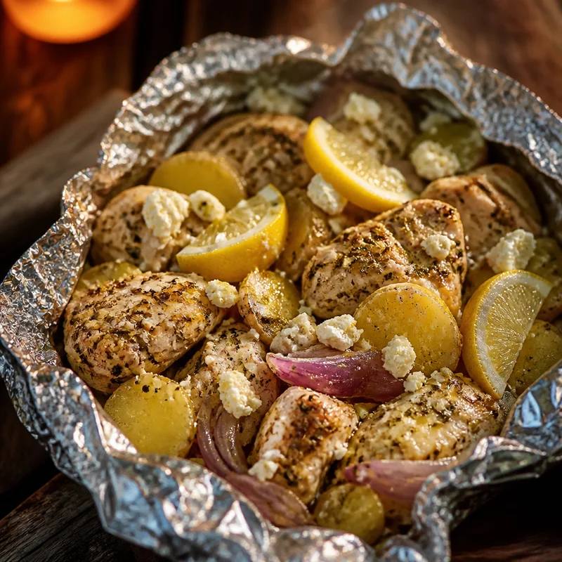 Greek Lemon Chicken & Potato Foil Packets