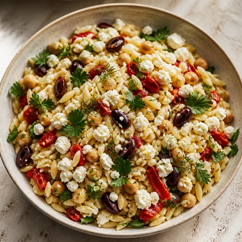 Big-Batch Lemon Orzo Salad with Feta and Olives