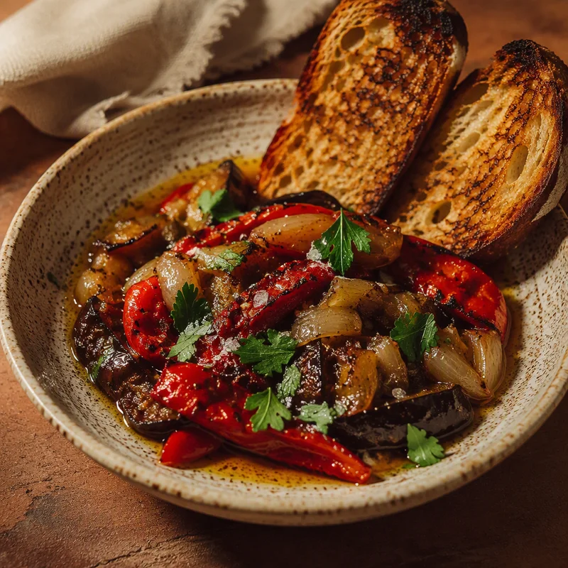 Broiler-Charred Escalivada with Sherry Vinegar