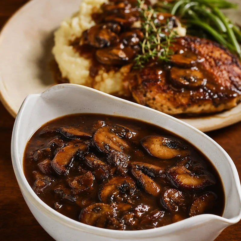 Deep-Browned Mushroom Gravy with Porcini Stock
