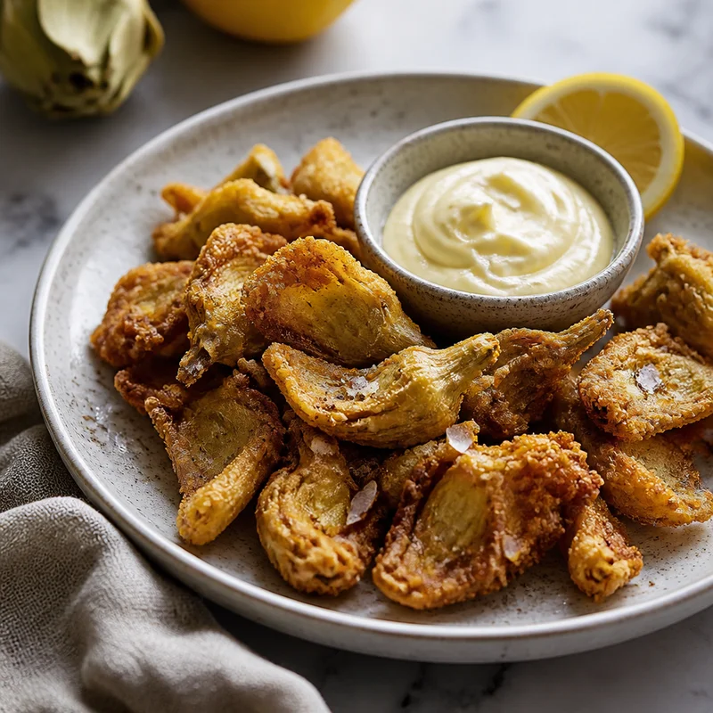 Crispy Fried Artichoke Hearts with Lemon Aioli