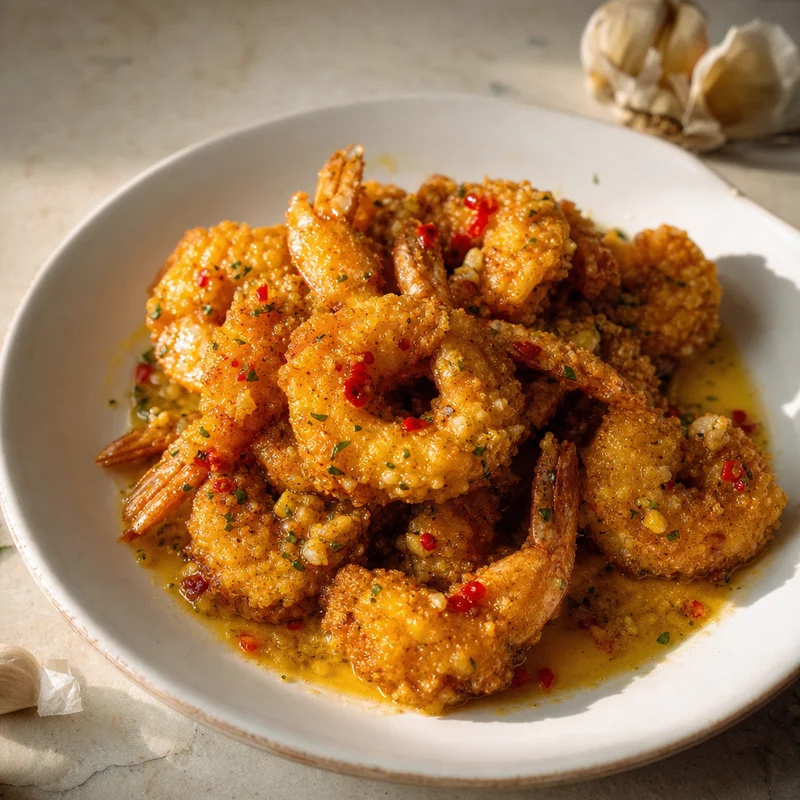 Crispy Shrimp Scampi Fritta with Garlic–Cherry Pepper Butter