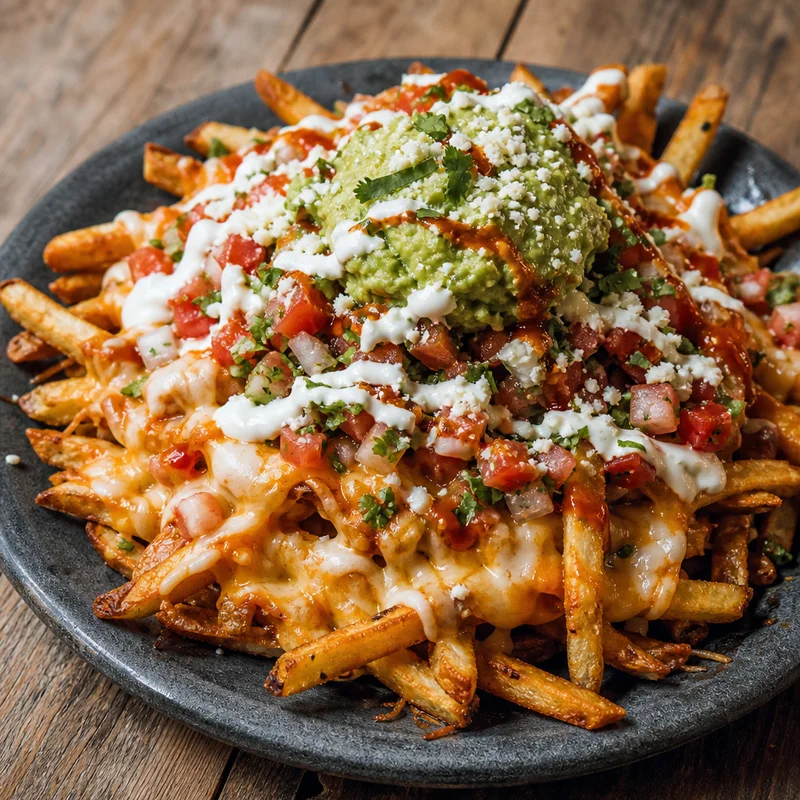 Mexican Street Fries with Guac, Pico & Árbol Salsa