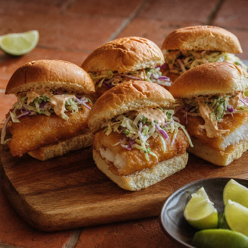 Baja Fish Sliders with Chipotle Crema