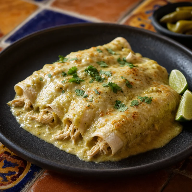 Creamy Green Chile Chicken Enchiladas