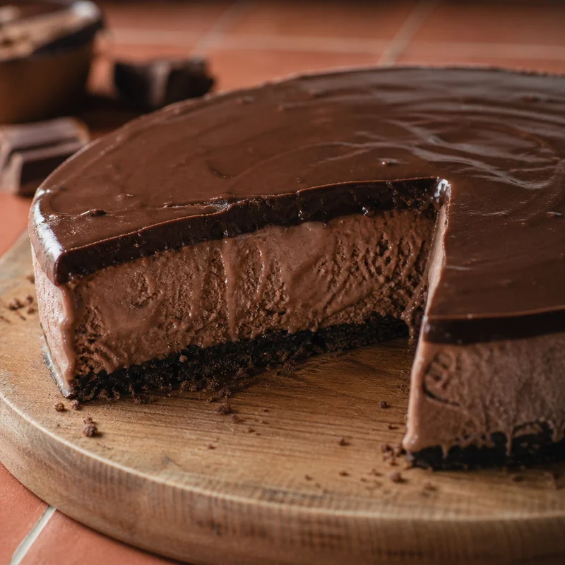 Frozen Chocolate Mud Pie with Hot Fudge