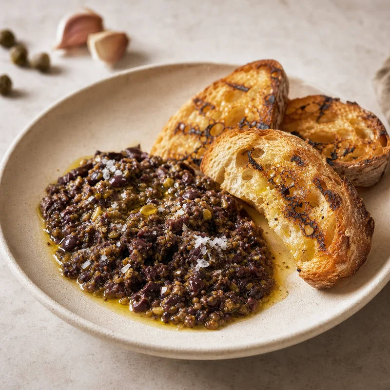 Chunky Olive Tapenade with Grilled Bruschetta