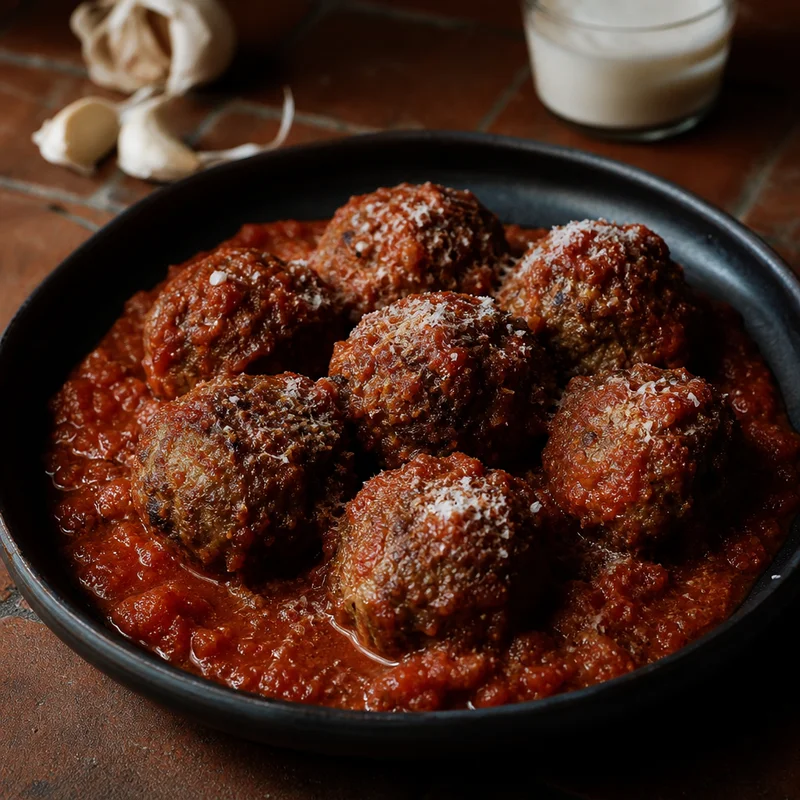 Roasted Sicilian Meatballs with Marinara & Goat Cheese