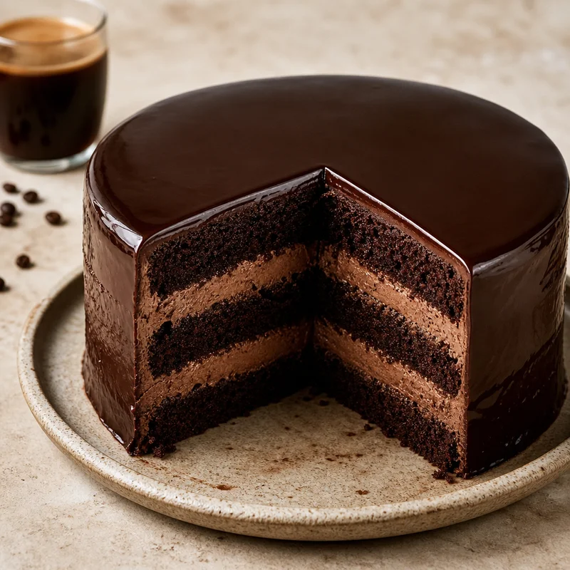 Triple Chocolate Layer Cake with Mirror-Glossy Ganache