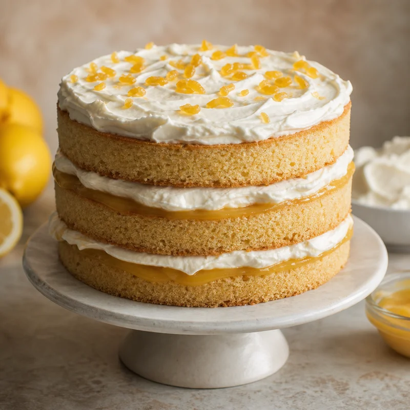 Lemon Mascarpone Cake with Candied Peel